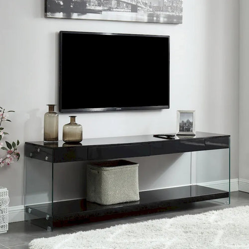 Meuble TV à 1 tiroir et 1 tablette en verre de 60 po