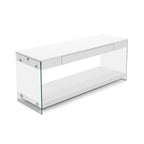 Meuble TV Takamura Modern 60 po en verre, 1 tablette et 1 tiroir, par Strick & Bolton