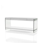 Meuble TV Takamura Modern 60 po en verre, 1 tablette et 1 tiroir, par Strick & Bolton