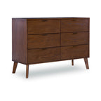 Commode Carter en bois du milieu du siècle à 6 tiroirs