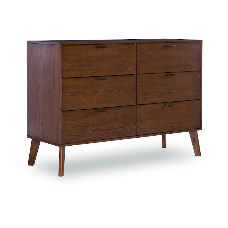 Commode Carter en bois du milieu du siècle à 6 tiroirs