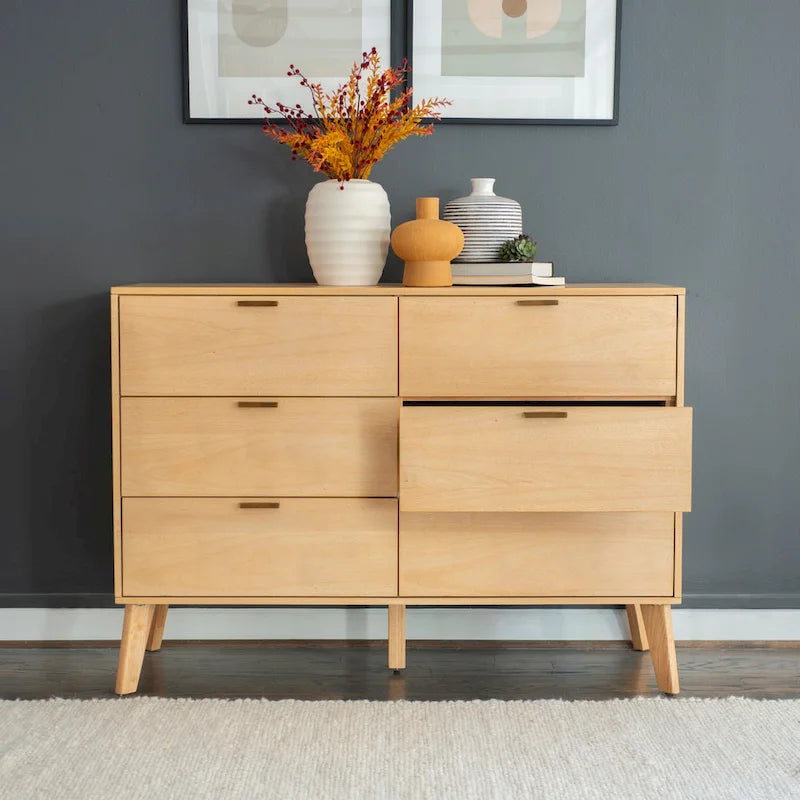 Commode Carter en bois du milieu du siècle à 6 tiroirs