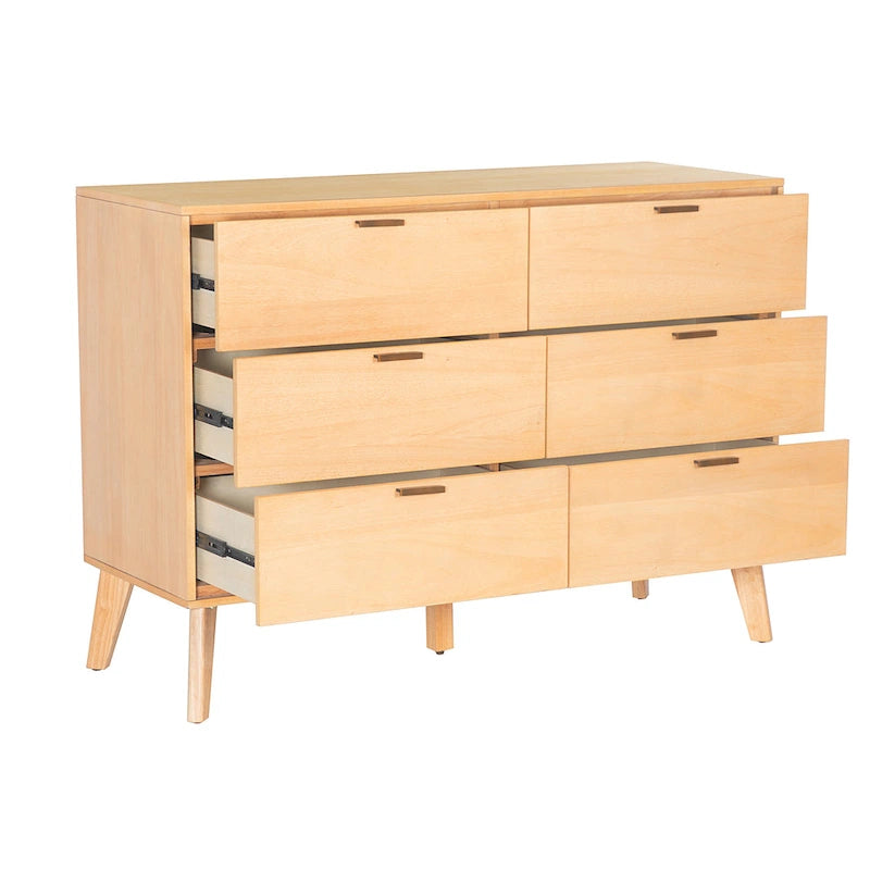 Commode Carter en bois du milieu du siècle à 6 tiroirs