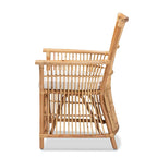 Fauteuil bohème en rotin blanc et marron naturel – 1 place