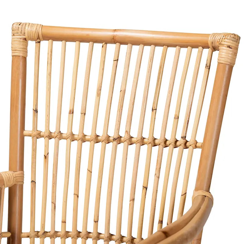 Fauteuil bohème en rotin blanc et marron naturel – 1 place