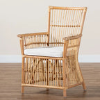 Fauteuil bohème en rotin blanc et marron naturel – 1 place