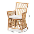 Fauteuil bohème en rotin blanc et marron naturel – 1 place