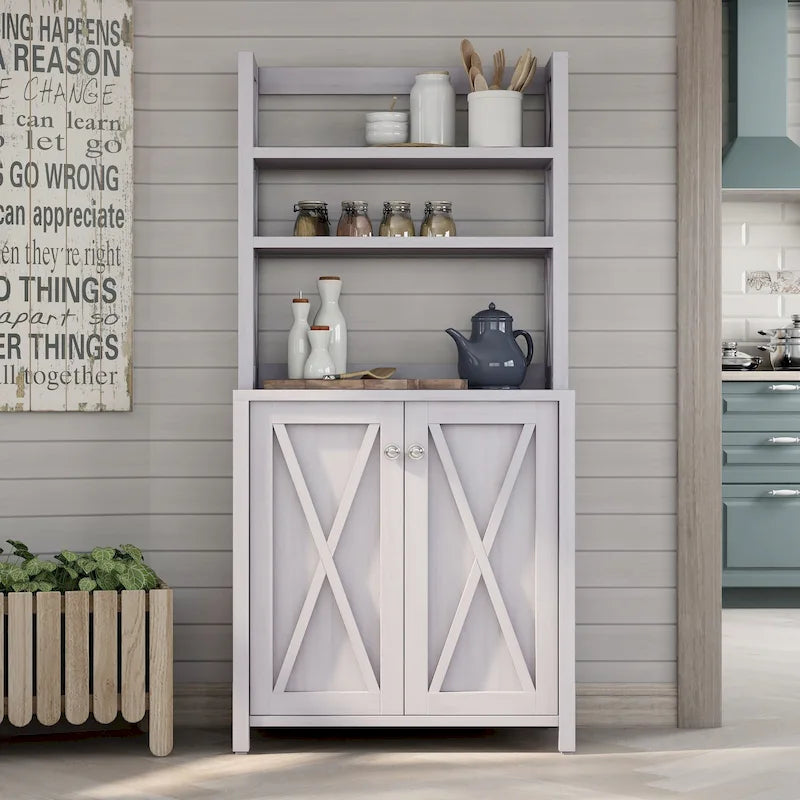 Meuble de cuisine pour micro-ondes multi-étagères en bois rustique Figg par Furniture of America