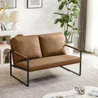 Fauteuil d'appoint en similicuir avec dossier rembourré – Gris / Marron clair / Orange, 1 place