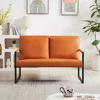 Fauteuil d'appoint en similicuir avec dossier rembourré – Gris / Marron clair / Orange, 1 place