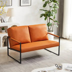 Fauteuil d'appoint en similicuir avec dossier rembourré – Gris / Marron clair / Orange, 1 place