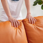 Fauteuil d'appoint en similicuir avec dossier rembourré – Gris / Marron clair / Orange, 1 place