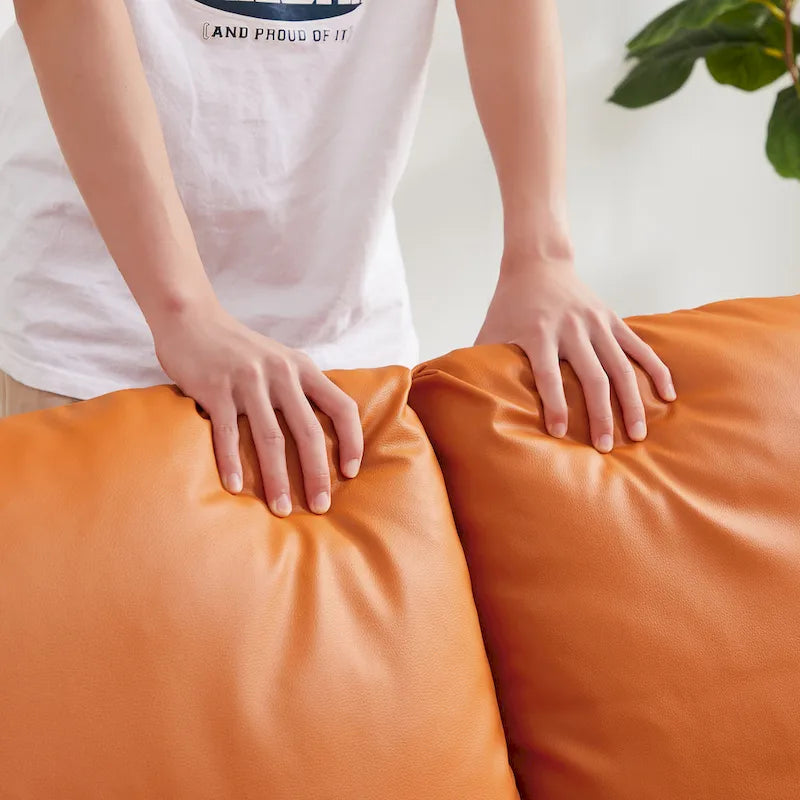 Fauteuil d'appoint en similicuir avec dossier rembourré – Gris / Marron clair / Orange, 1 place