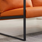 Fauteuil d'appoint en similicuir avec dossier rembourré – Gris / Marron clair / Orange, 1 place