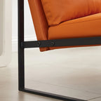 Fauteuil d'appoint en similicuir avec dossier rembourré – Gris / Marron clair / Orange, 1 place