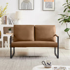 Fauteuil d'appoint en similicuir avec dossier rembourré – Gris / Marron clair / Orange, 1 place