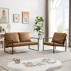 Fauteuil d'appoint en similicuir avec dossier rembourré – Gris / Marron clair / Orange, 1 place