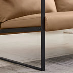 Fauteuil d'appoint en similicuir avec dossier rembourré – Gris / Marron clair / Orange, 1 place