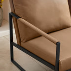 Fauteuil d'appoint en similicuir avec dossier rembourré – Gris / Marron clair / Orange, 1 place
