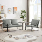 Fauteuil d'appoint en similicuir avec dossier rembourré – Gris / Marron clair / Orange, 1 place