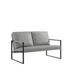 Fauteuil d'appoint en similicuir avec dossier rembourré – Gris / Marron clair / Orange, 1 place