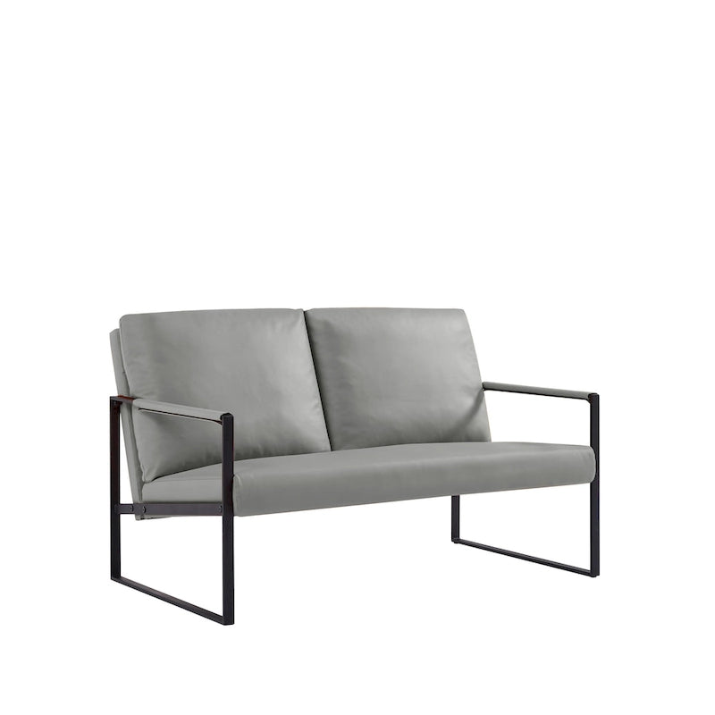 Fauteuil d'appoint en similicuir avec dossier rembourré – Gris / Marron clair / Orange, 1 place