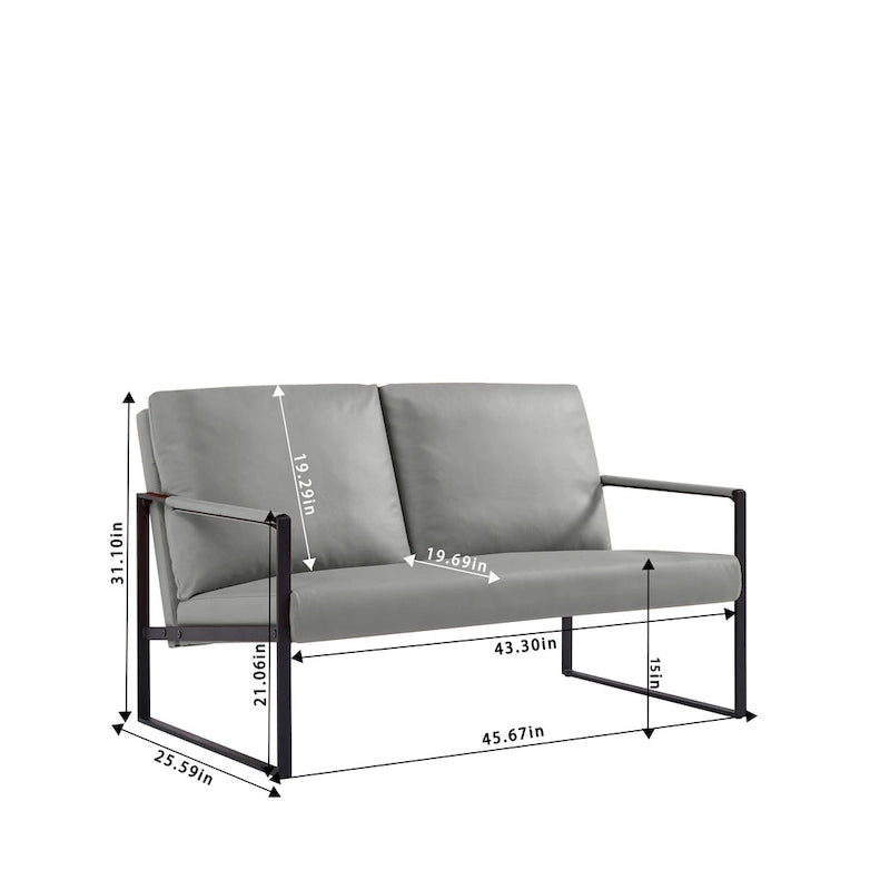 Fauteuil d'appoint en similicuir avec dossier rembourré – Gris / Marron clair / Orange, 1 place
