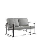 Fauteuil d'appoint en similicuir avec dossier rembourré – Gris / Marron clair / Orange, 1 place