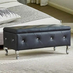 Banc de rangement ottoman de luxe, ottoman à couvercle rabattable en PU
