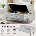 Banc de rangement ottoman de luxe, ottoman à couvercle rabattable en PU