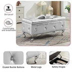 Banc de rangement ottoman de luxe, ottoman à couvercle rabattable en PU