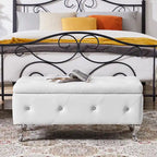 Banc de rangement ottoman de luxe, ottoman à couvercle rabattable en PU