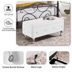Banc de rangement ottoman de luxe, ottoman à couvercle rabattable en PU