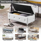 Banc de rangement ottoman de luxe, ottoman à couvercle rabattable en PU