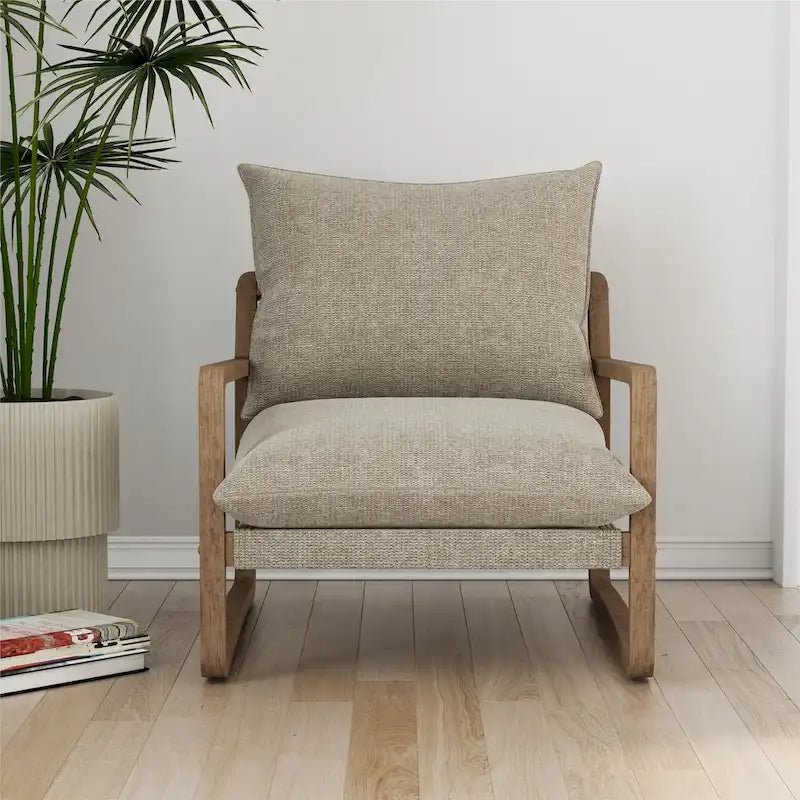 Fauteuil d'appoint en lin – Ivoire / Marine, 1 place