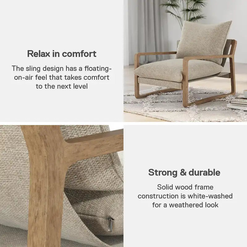 Fauteuil d'appoint en lin – Ivoire / Marine, 1 place
