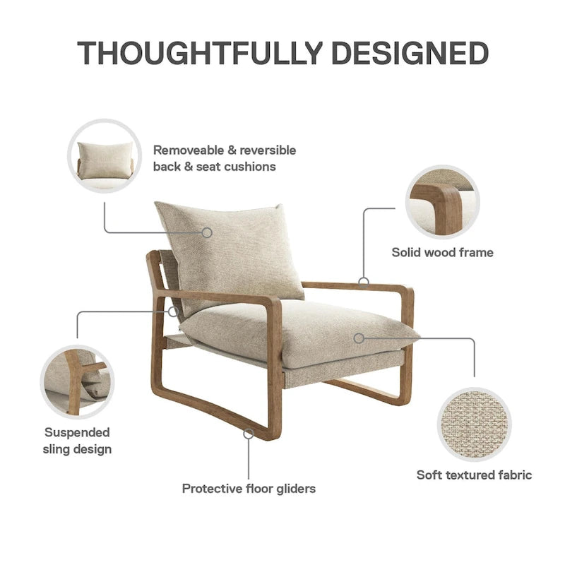 Fauteuil d'appoint en lin – Ivoire / Marine, 1 place