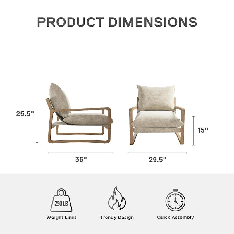 Fauteuil d'appoint en lin – Ivoire / Marine, 1 place