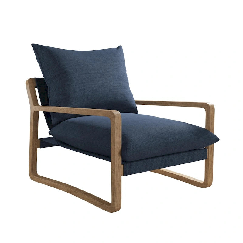 Fauteuil d'appoint en lin – Ivoire / Marine, 1 place