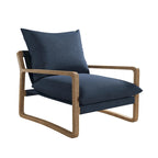 Fauteuil d'appoint en lin – Ivoire / Marine, 1 place