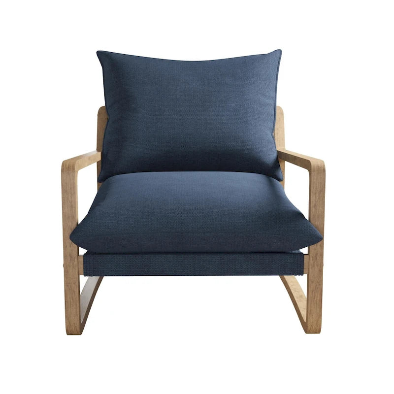 Fauteuil d'appoint en lin – Ivoire / Marine, 1 place