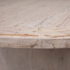 Table de salle à manger ronde en pin recyclé vieilli, blanche – 6 à 8 places