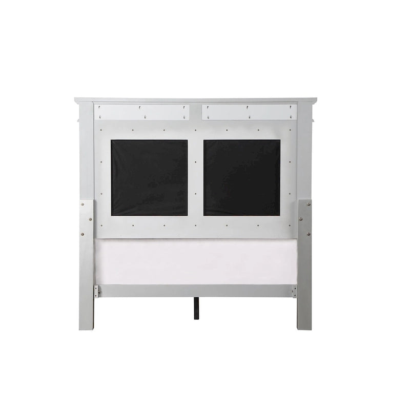 Lit double en velours gris avec finition argentée et effet miroir
