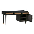 Bureau Sierra 3 tiroirs en bois et rotin