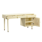 Bureau Sierra 3 tiroirs en bois et rotin