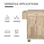 HOMCOM Chariot de cuisine en bois avec tiroirs, armoires et porte-serviettes pour salle à manger