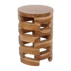 Table d'appoint ronde à lattes ajourées en bois massif East at Main
