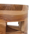 Table d'appoint ronde à lattes ajourées en bois massif East at Main