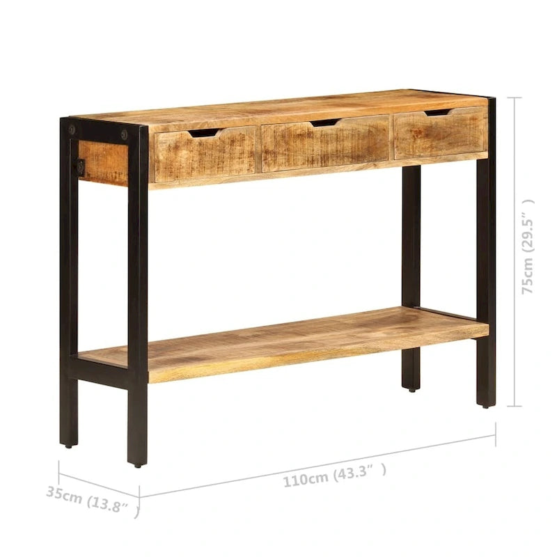 vidaXL Buffet avec 3 tiroirs 110 x 35 x 75 cm Bois de manguier massif