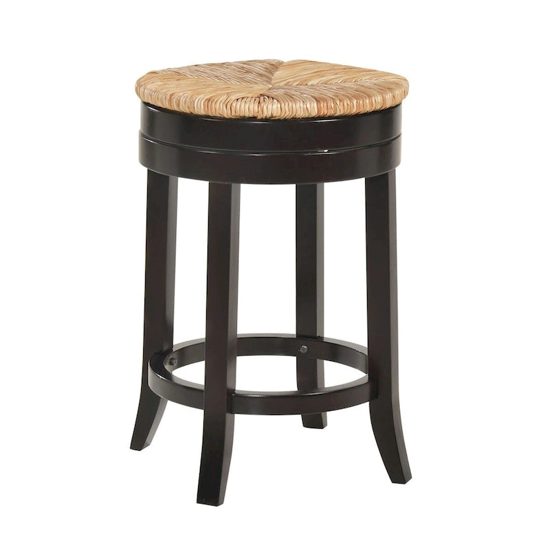 24   Brown and Beige Counter Stool with Swivel Rush Seat